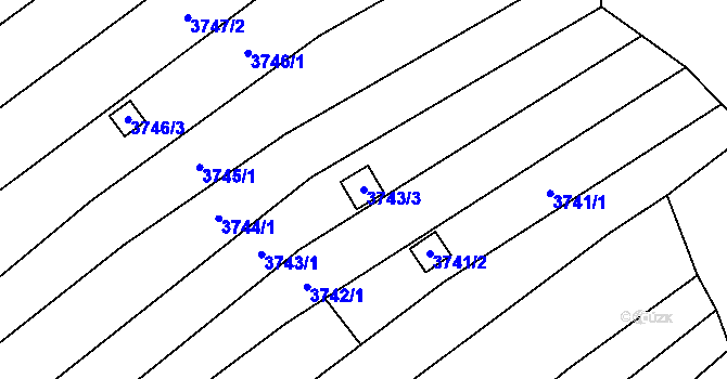 Parcela st. 3743/3 v KÚ Řečkovice, Katastrální mapa