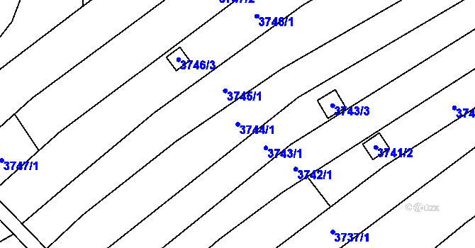 Parcela st. 3744/1 v KÚ Řečkovice, Katastrální mapa