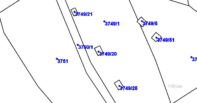 Parcela st. 3749/20 v KÚ Řečkovice, Katastrální mapa