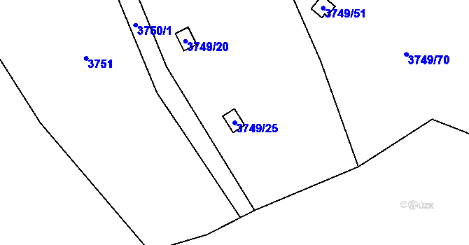 Parcela st. 3749/25 v KÚ Řečkovice, Katastrální mapa