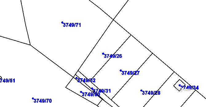 Parcela st. 3749/26 v KÚ Řečkovice, Katastrální mapa