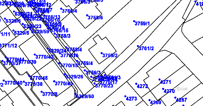 Parcela st. 3759/2 v KÚ Řečkovice, Katastrální mapa