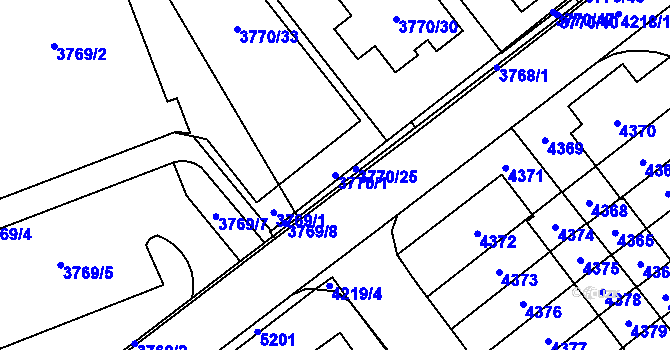 Parcela st. 3770/1 v KÚ Řečkovice, Katastrální mapa