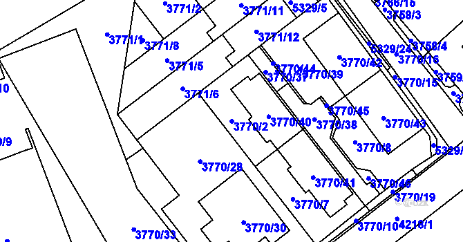 Parcela st. 3770/2 v KÚ Řečkovice, Katastrální mapa