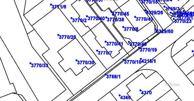 Parcela st. 3770/7 v KÚ Řečkovice, Katastrální mapa