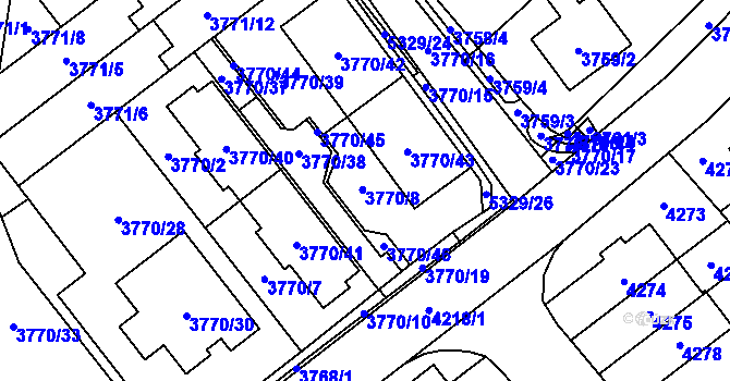 Parcela st. 3770/8 v KÚ Řečkovice, Katastrální mapa