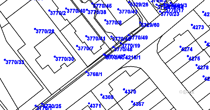 Parcela st. 3770/10 v KÚ Řečkovice, Katastrální mapa