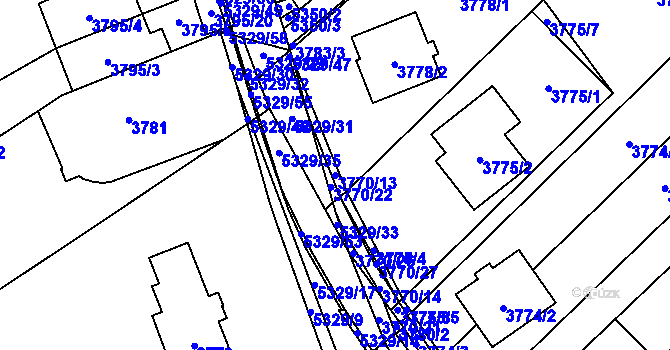 Parcela st. 3770/13 v KÚ Řečkovice, Katastrální mapa