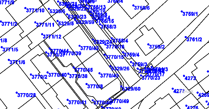Parcela st. 3770/15 v KÚ Řečkovice, Katastrální mapa