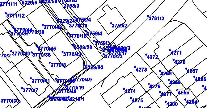 Parcela st. 3770/23 v KÚ Řečkovice, Katastrální mapa