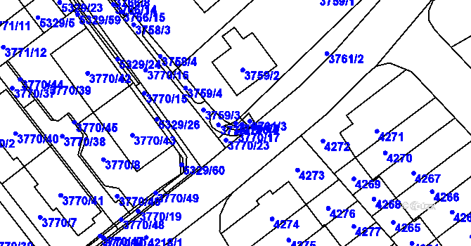 Parcela st. 3770/24 v KÚ Řečkovice, Katastrální mapa