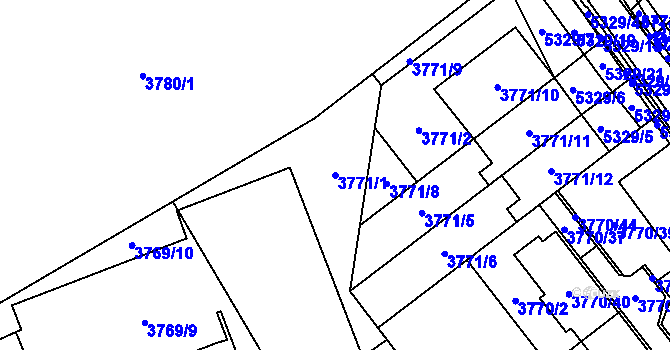 Parcela st. 3771/1 v KÚ Řečkovice, Katastrální mapa