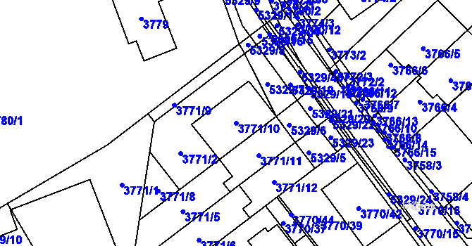 Parcela st. 3771/10 v KÚ Řečkovice, Katastrální mapa