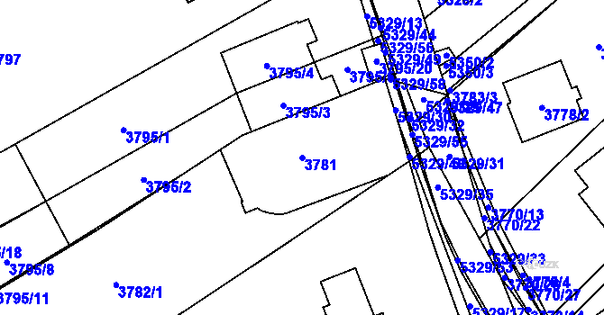 Parcela st. 3781 v KÚ Řečkovice, Katastrální mapa
