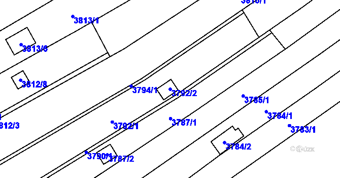 Parcela st. 3792/2 v KÚ Řečkovice, Katastrální mapa