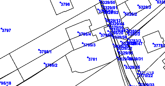Parcela st. 3795/3 v KÚ Řečkovice, Katastrální mapa
