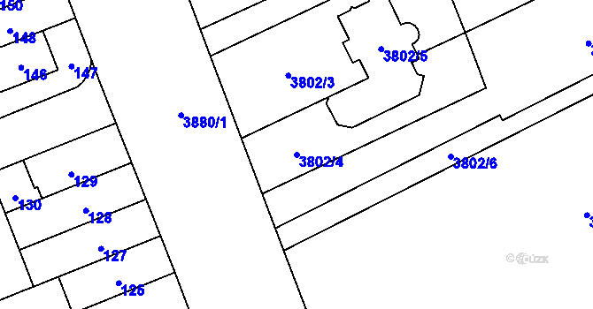 Parcela st. 3802/4 v KÚ Řečkovice, Katastrální mapa