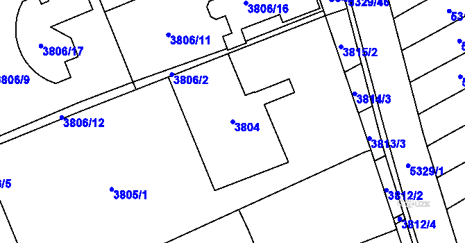 Parcela st. 3804 v KÚ Řečkovice, Katastrální mapa
