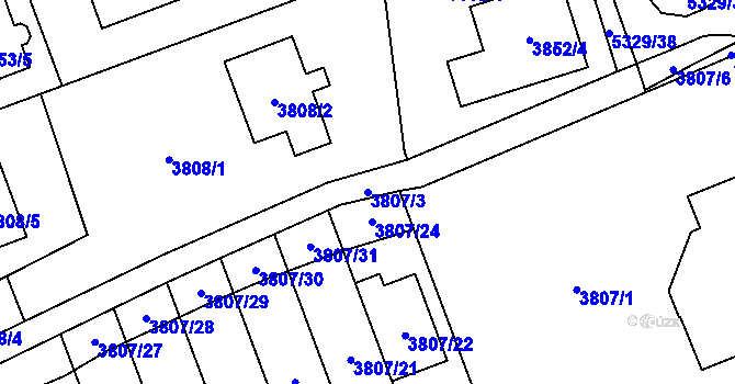 Parcela st. 3807/3 v KÚ Řečkovice, Katastrální mapa