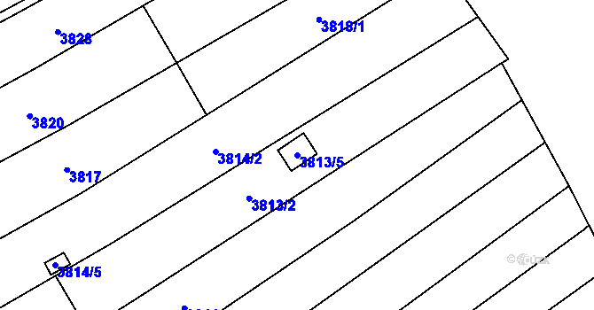 Parcela st. 3813/5 v KÚ Řečkovice, Katastrální mapa