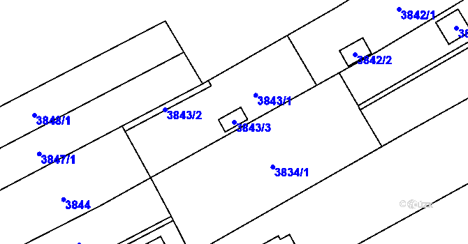 Parcela st. 3843/3 v KÚ Řečkovice, Katastrální mapa