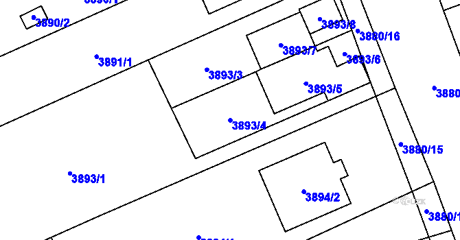 Parcela st. 3893/4 v KÚ Řečkovice, Katastrální mapa
