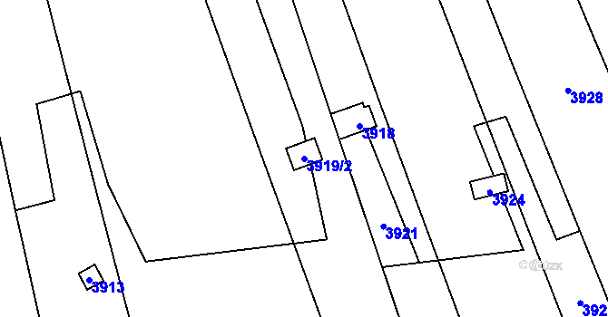 Parcela st. 3919/2 v KÚ Řečkovice, Katastrální mapa