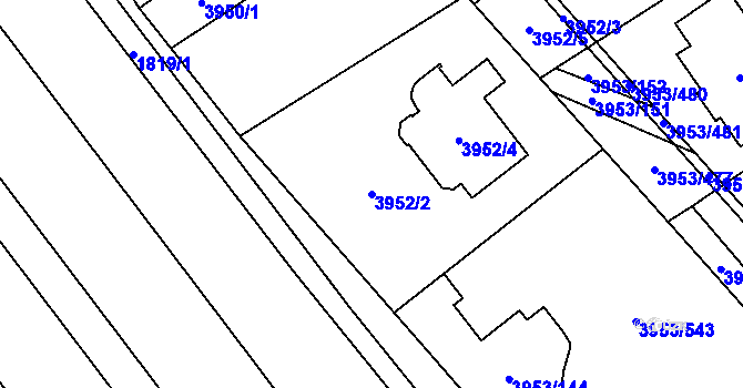 Parcela st. 3952/2 v KÚ Řečkovice, Katastrální mapa