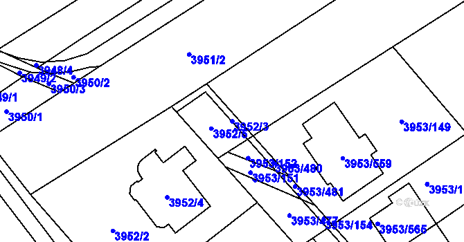 Parcela st. 3952/3 v KÚ Řečkovice, Katastrální mapa