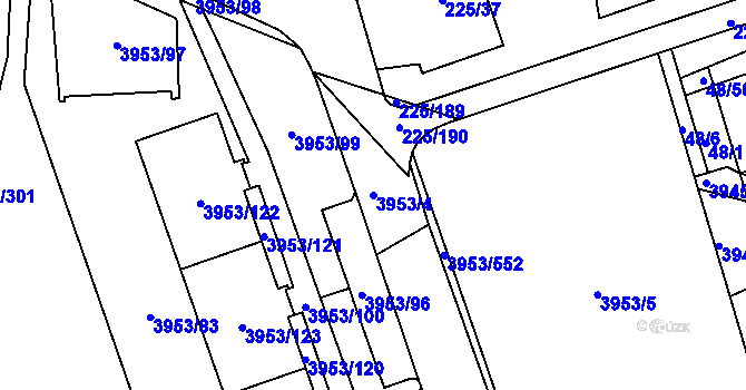 Parcela st. 3953/4 v KÚ Řečkovice, Katastrální mapa