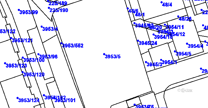 Parcela st. 3953/5 v KÚ Řečkovice, Katastrální mapa