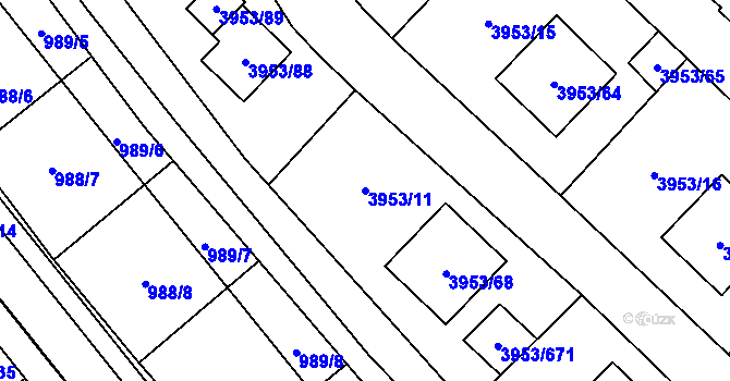 Parcela st. 3953/11 v KÚ Řečkovice, Katastrální mapa