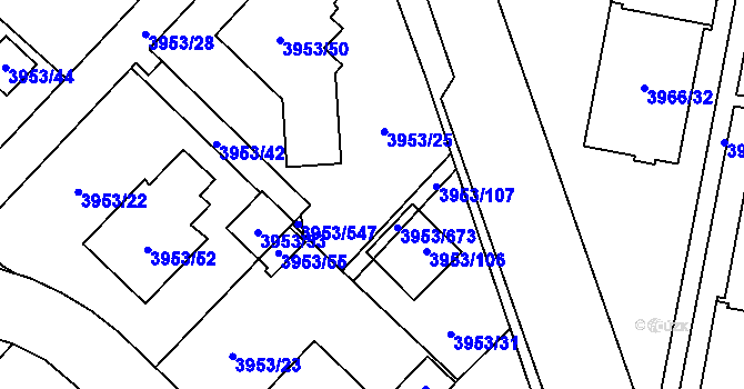 Parcela st. 3953/43 v KÚ Řečkovice, Katastrální mapa