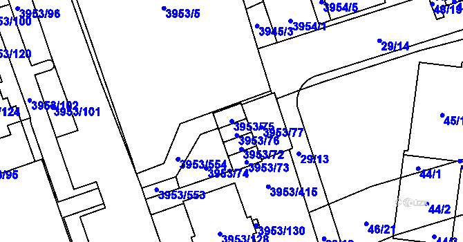 Parcela st. 3953/75 v KÚ Řečkovice, Katastrální mapa