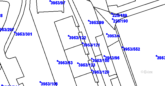 Parcela st. 3953/121 v KÚ Řečkovice, Katastrální mapa