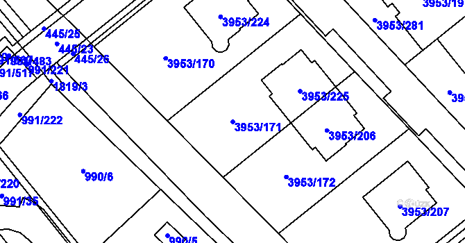 Parcela st. 3953/171 v KÚ Řečkovice, Katastrální mapa