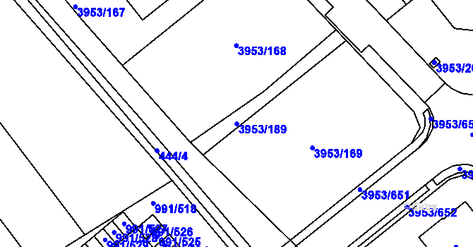 Parcela st. 3953/189 v KÚ Řečkovice, Katastrální mapa