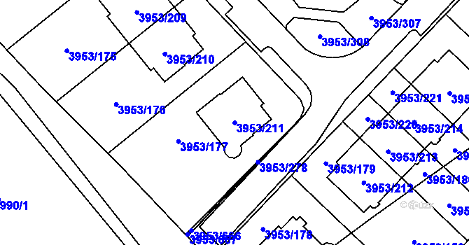 Parcela st. 3953/211 v KÚ Řečkovice, Katastrální mapa