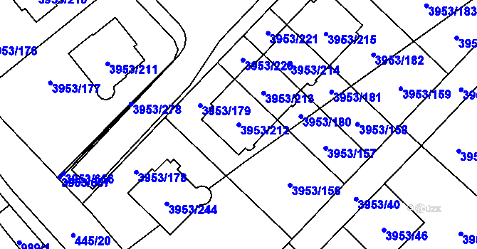 Parcela st. 3953/212 v KÚ Řečkovice, Katastrální mapa