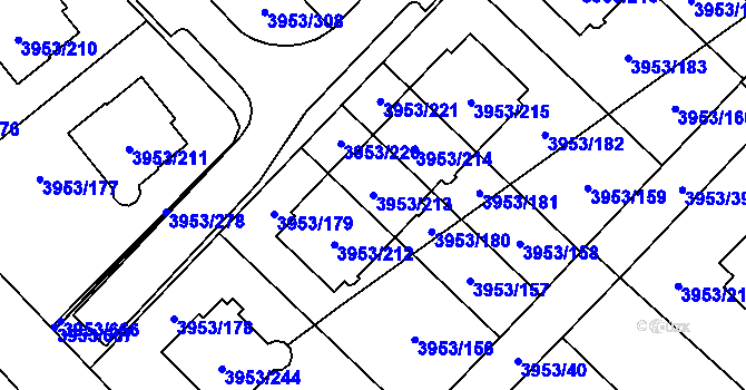 Parcela st. 3953/213 v KÚ Řečkovice, Katastrální mapa