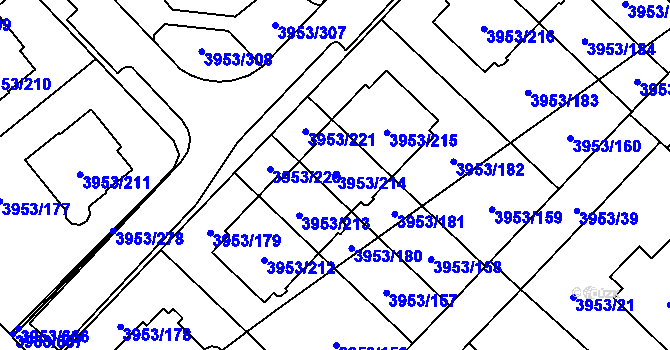 Parcela st. 3953/214 v KÚ Řečkovice, Katastrální mapa