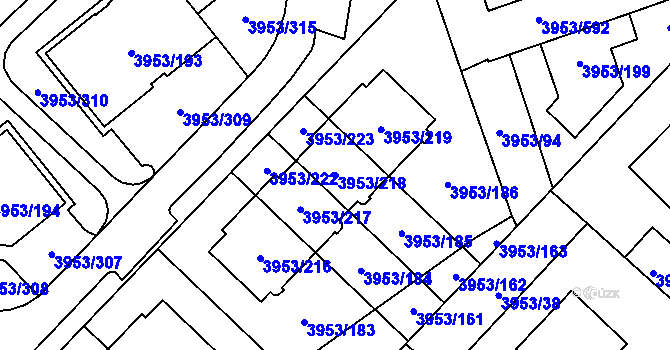 Parcela st. 3953/218 v KÚ Řečkovice, Katastrální mapa