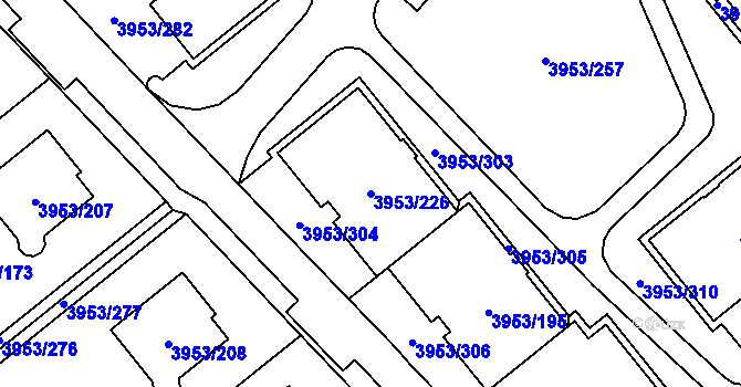 Parcela st. 3953/226 v KÚ Řečkovice, Katastrální mapa