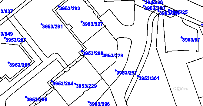 Parcela st. 3953/228 v KÚ Řečkovice, Katastrální mapa