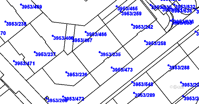 Parcela st. 3953/235 v KÚ Řečkovice, Katastrální mapa