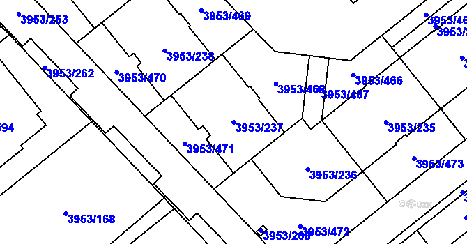 Parcela st. 3953/237 v KÚ Řečkovice, Katastrální mapa