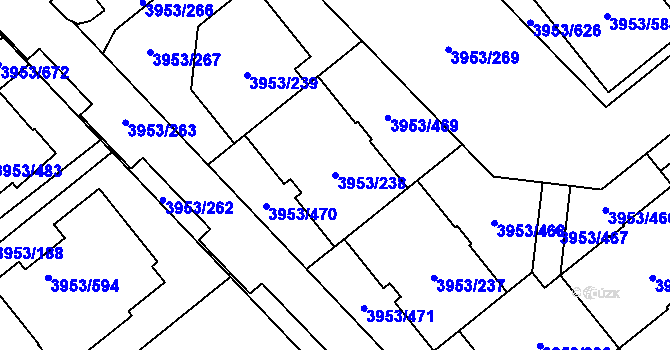 Parcela st. 3953/238 v KÚ Řečkovice, Katastrální mapa