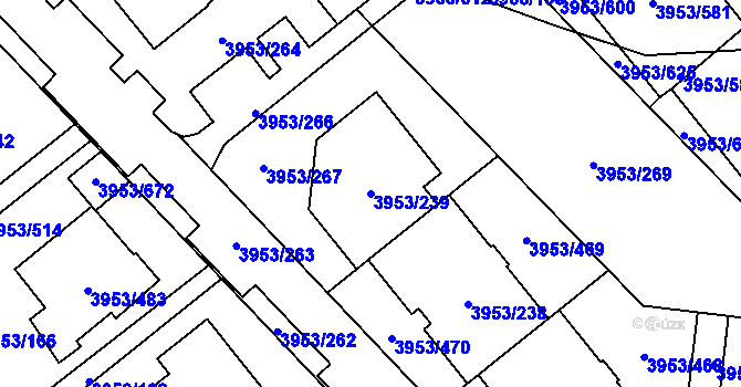 Parcela st. 3953/239 v KÚ Řečkovice, Katastrální mapa