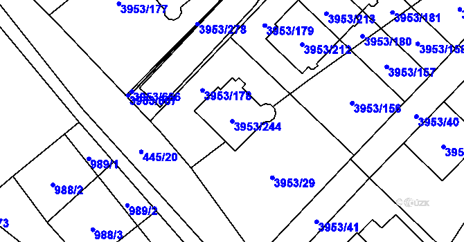 Parcela st. 3953/244 v KÚ Řečkovice, Katastrální mapa