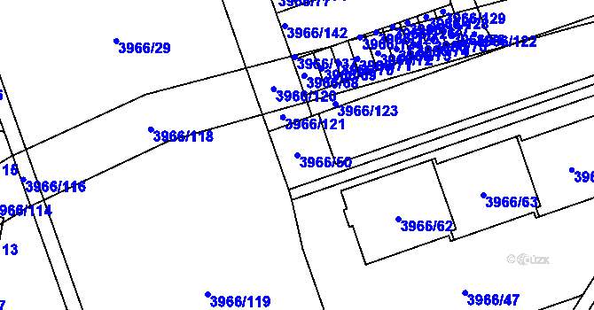 Parcela st. 3966/50 v KÚ Řečkovice, Katastrální mapa